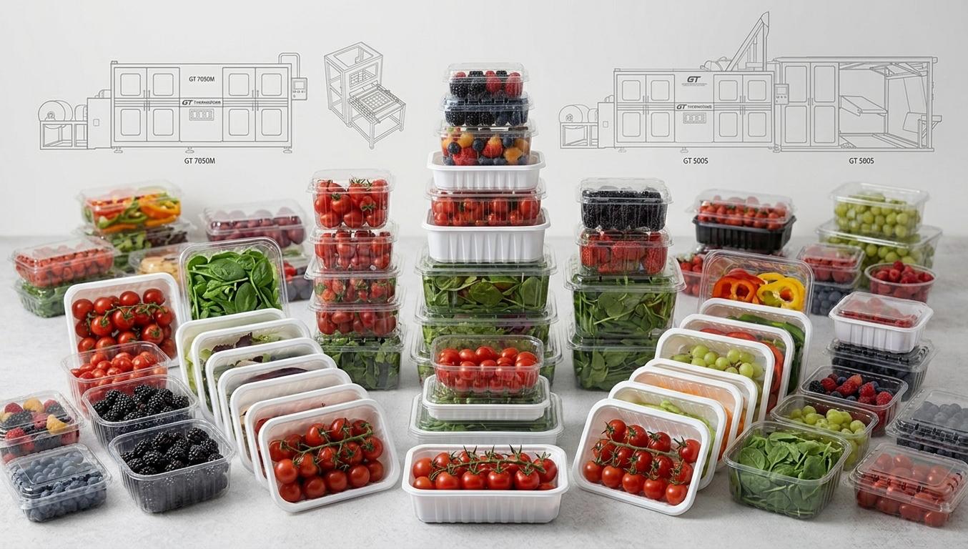 Thermogeformte Schalen für Obst, Gemüse und Salat (KI-generiert)