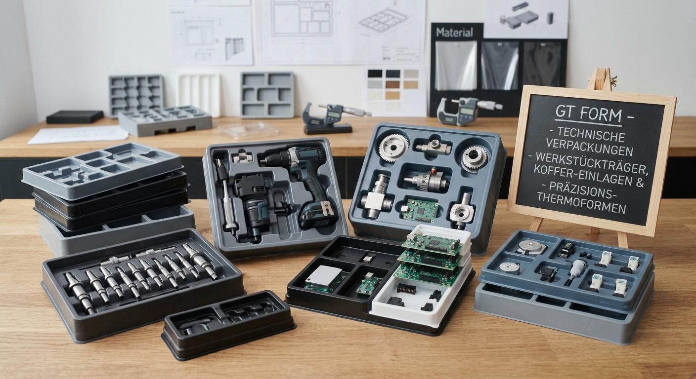 Technische Werkstückträger und Koffereinlagen (KI-generiert)